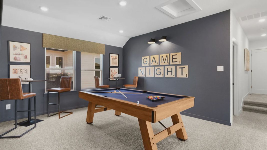 Representative furnished interior of a home built from the Leilana by Chesmar Homes in The Grove at Blackhawk, Pflugerville (Image 18). Representative furnished interior of a home built from the Leilana by Chesmar Homes in The Grove at Blackhawk, Pflugerville (Image 18).