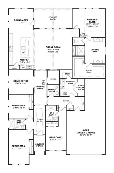 2D floor plan layout for the Glasgow by K. Hovnanian® Homes in East Meadows Place, Deer Park, TX (Image 3). 2D floor plan layout for the Glasgow by K. Hovnanian® Homes in East Meadows Place, Deer Park, TX (Image 3).