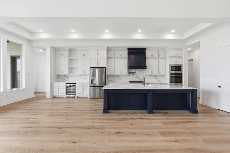 Open plan kitchen with island