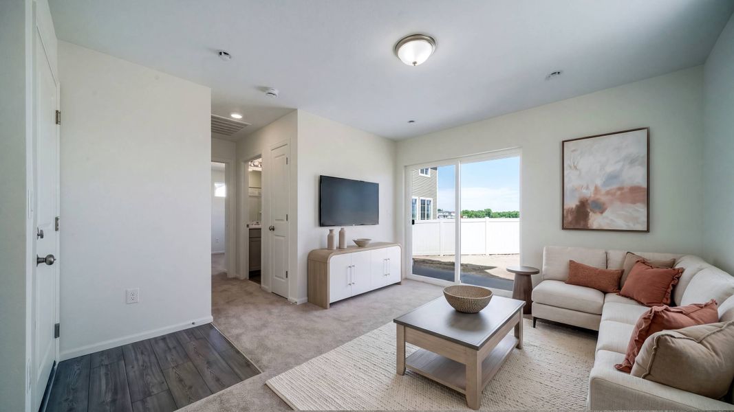 Furnished interior view inside a new home in Thompson River Ranch, Johnstown (Image 18).