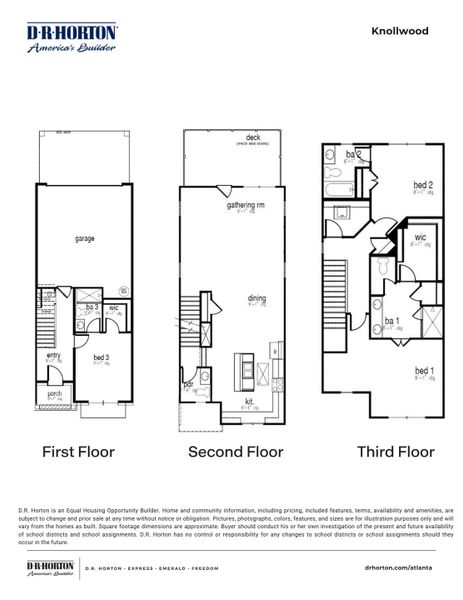 2D floor plan layout for the Knollwood by D.R. Horton in Benteen Reserve, Atlanta, GA (Image 2).