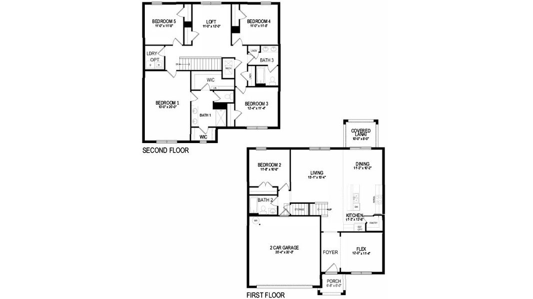 2D floor plan layout of this home in Coral Bay - Express & Tradition, North Fort Myers, FL (Image 2).
