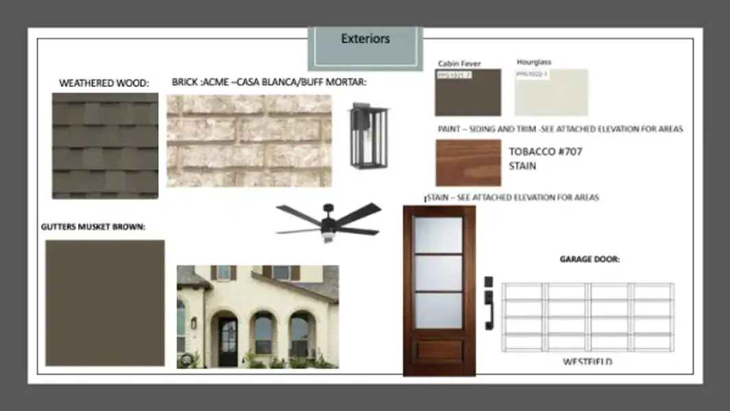 Sample of building materials used in homes in Rio Vista at Kelly Ranch, Aledo (Image 27).
