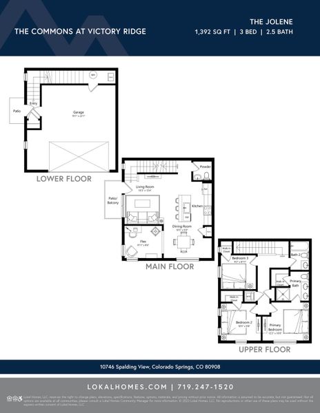2D floor plan layout of this home in The Commons at Victory Ridge, Colorado Springs, CO (Image 2).