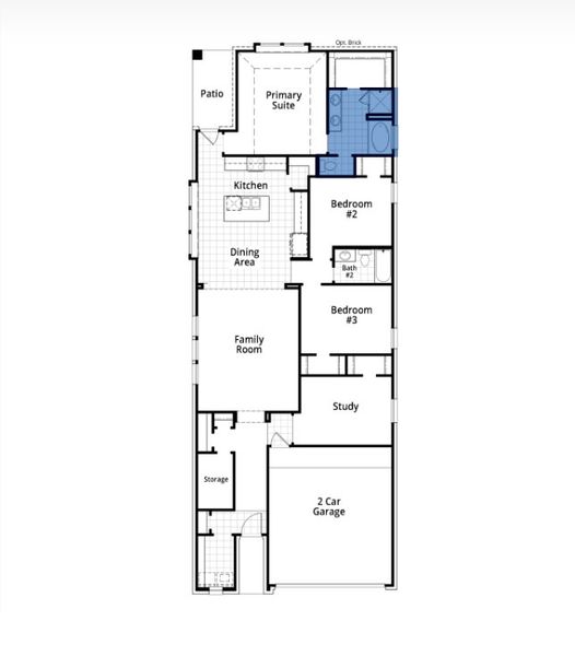 2D floor plan layout for the Bristol by Highland Homes in Grange, Katy, TX (Image 6).