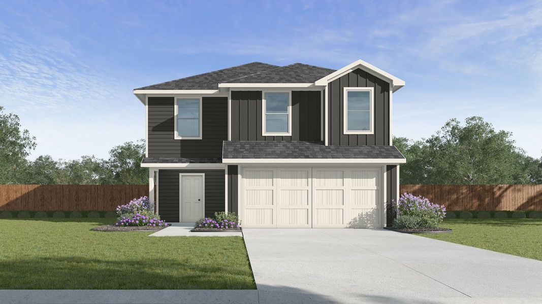 Representative exterior photo of a completed home built from the Franklin by D.R. Horton in Wilkins Valley, Brenham, TX (Image 1). Representative exterior photo of a completed home built from the Franklin by D.R. Horton in Wilkins Valley, Brenham, TX (Image 1).