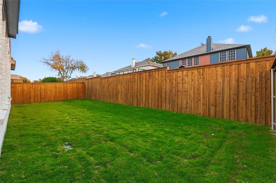 View of fenced backyard