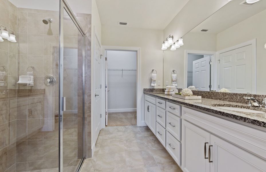 Owner's bath with access to a large walk-in closet Owner's bath with access to a large walk-in closet