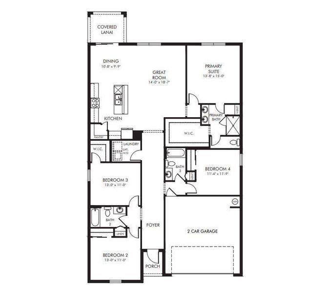 2D floor plan layout of this home in Hampton Park - Classic Series, Vero Beach, FL (Image 2). 2D floor plan layout of this home in Hampton Park - Classic Series, Vero Beach, FL (Image 2).