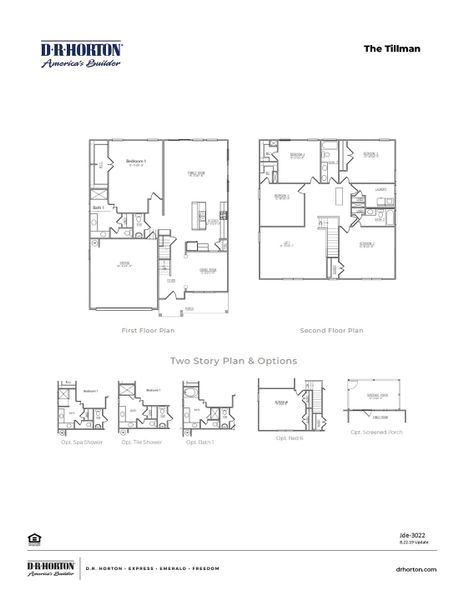 2D floor plan layout for the TILLMAN by D.R. Horton in Spring View Landing, Loris, SC (Image 2).