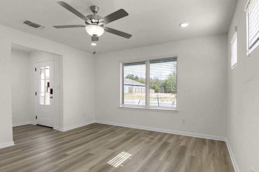 Representative unfurnished interior of a home built from the Pecan by Pacesetter Homes in Trace, San Marcos (Image 25). Representative unfurnished interior of a home built from the Pecan by Pacesetter Homes in Trace, San Marcos (Image 25).