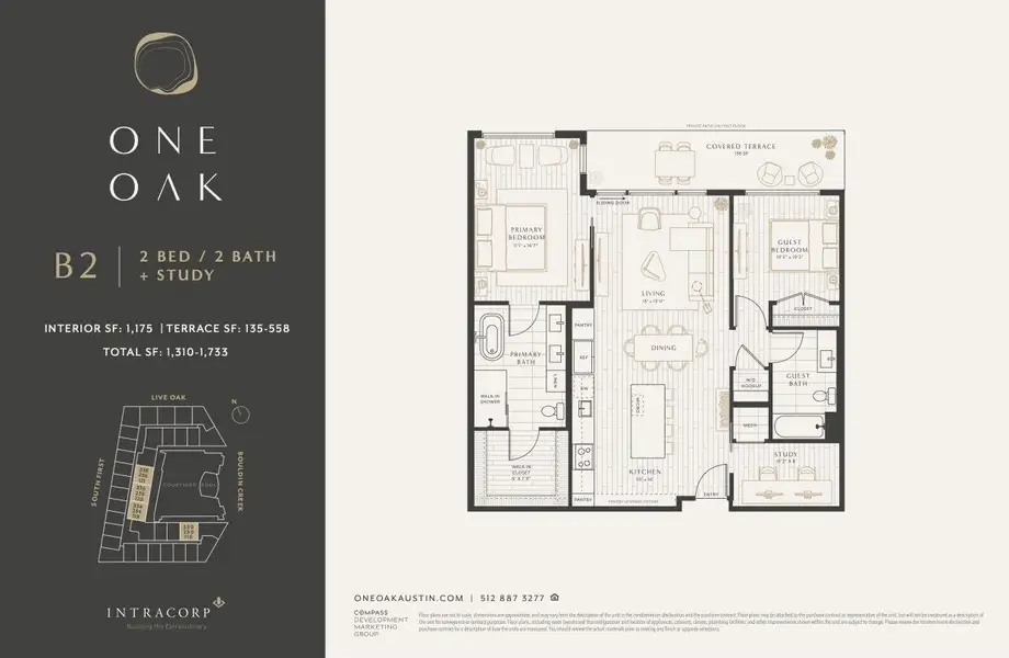 2D floor plan layout of this home in One Oak, Austin, TX (Image 3).