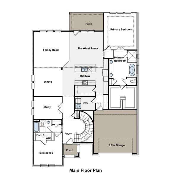 2D floor plan layout for the Roosevelt II by GFO Home in Legacy Estates, Mansfield, TX (Image 3). 2D floor plan layout for the Roosevelt II by GFO Home in Legacy Estates, Mansfield, TX (Image 3).