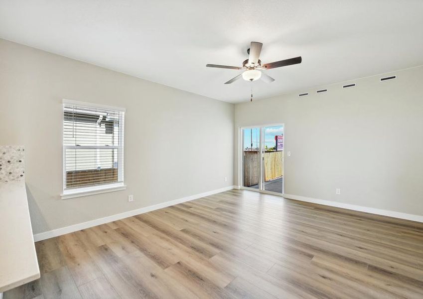 The sliding back door lets in great natural light for the family room.