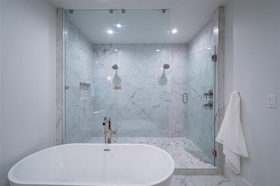 Bathroom with shower with separate bathtub