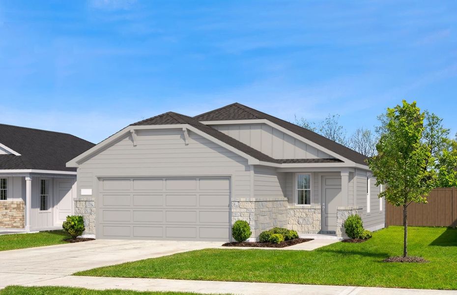 Representative exterior photo of a completed home built from the Beeville by Pulte Homes in Saddleback at Santa Rita Ranch, Liberty Hill, TX (Image 16).