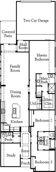 2D floor plan layout of this home in Mustang Lakes, Celina, TX (Image 4).