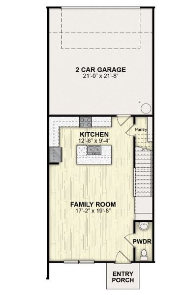2D floor plan layout for the St Andrews by Rockwell Homes in Whaley Grove Townhomes, St. Cloud, FL (Image 15).