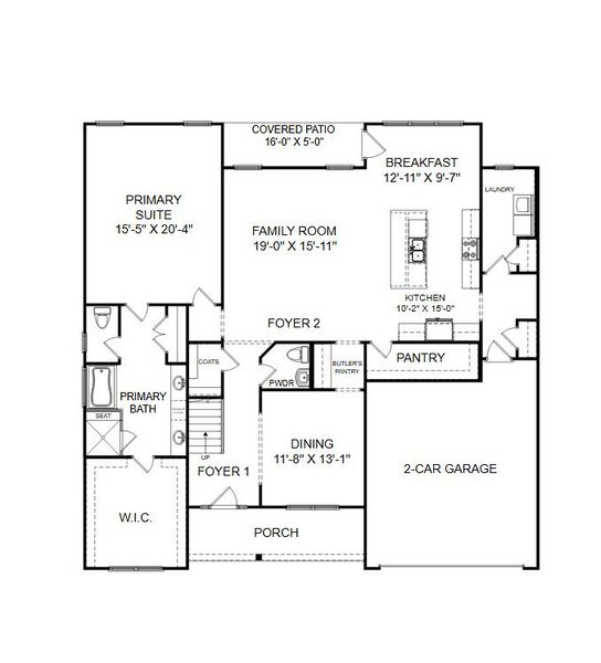 2D floor plan layout of this home in Parkers Summit, Greer, SC (Image 3).