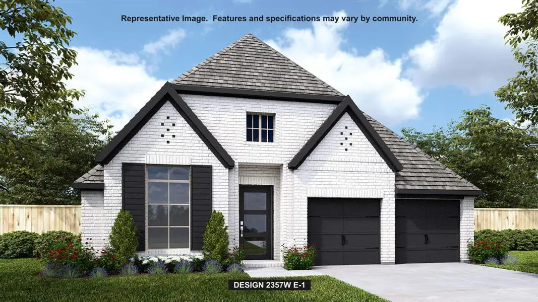 Front exterior of a new home in M3 Ranch 50', Mansfield, TX, highlighting curb appeal (Image 1).