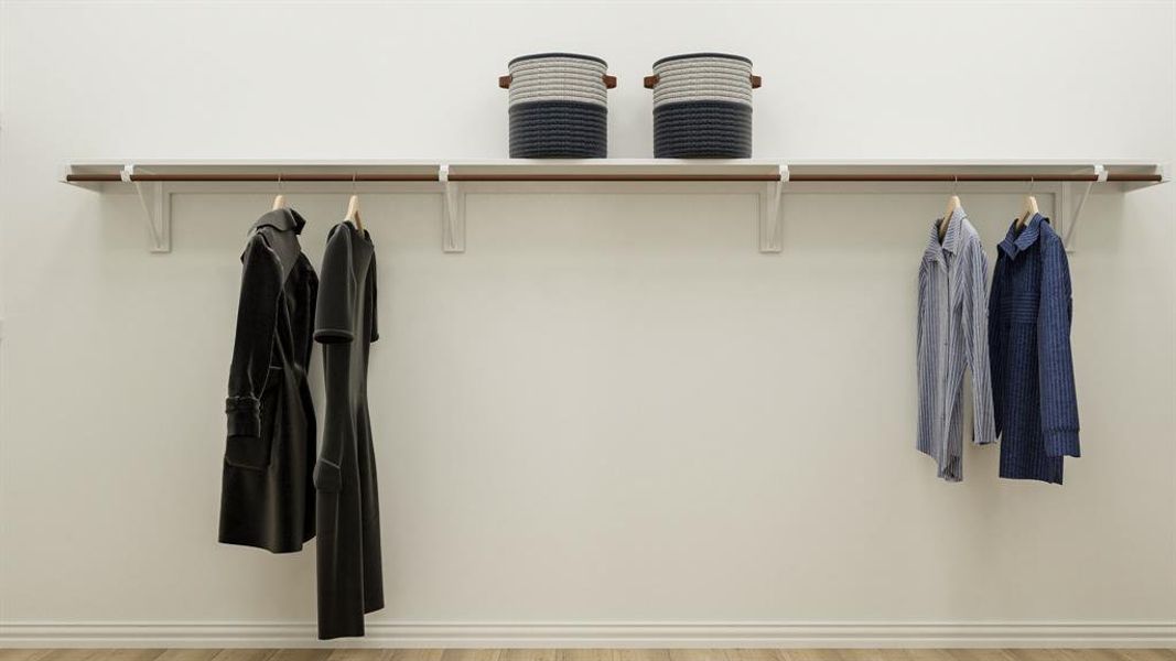 Spacious closet featuring light hardwood / wood-style flooring