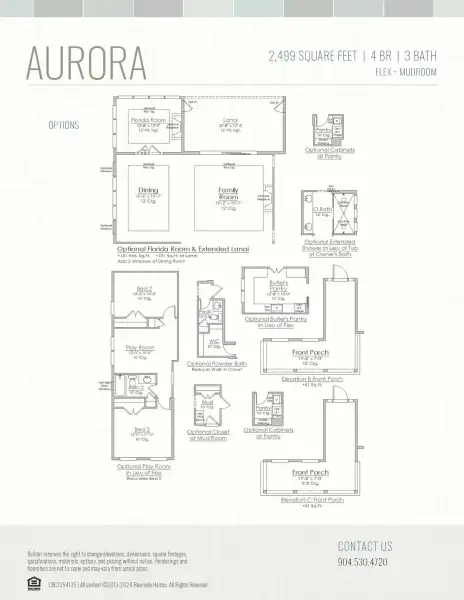 2D floor plan layout for the Aurora by Riverside Homes in Sagebrush at EverRange, Jacksonville, FL (Image 6).