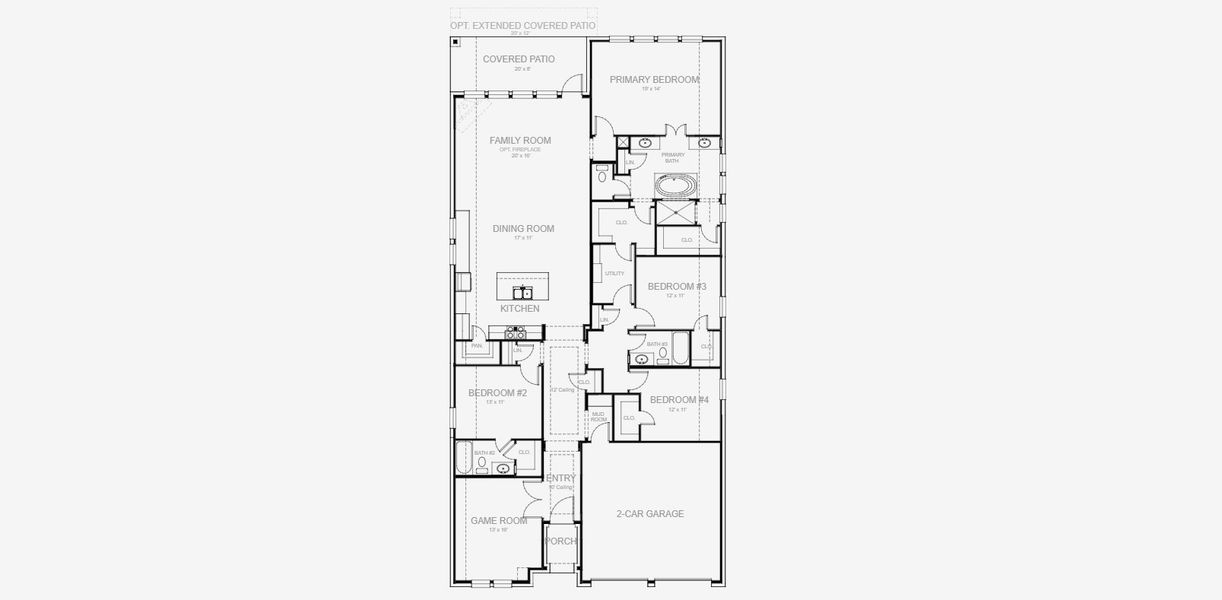 2D floor plan layout for the 2513W by Perry Homes in Ramble, Celina, TX (Image 5).
