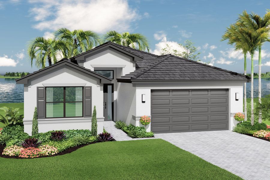 Representative exterior photo of a completed home built from the Atlantica by GL Homes in Valencia Parc at Riverland, Port St. Lucie, FL (Image 22).