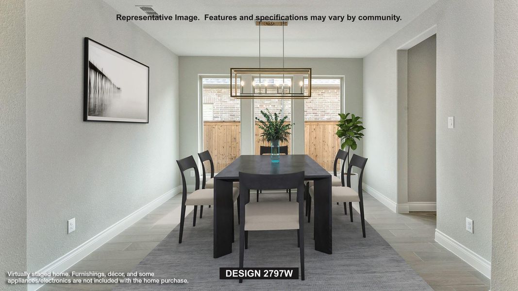 Dining space featuring a textured wall and wood finish floors