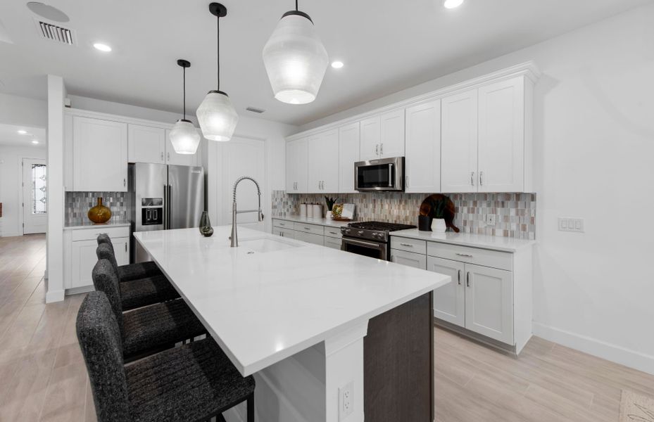 Kitchen with designer finishes and large center island