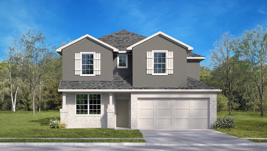 Representative exterior photo of a completed home built from the The Saban by D.R. Horton in Hunters Ranch, San Antonio, TX (Image 21).
