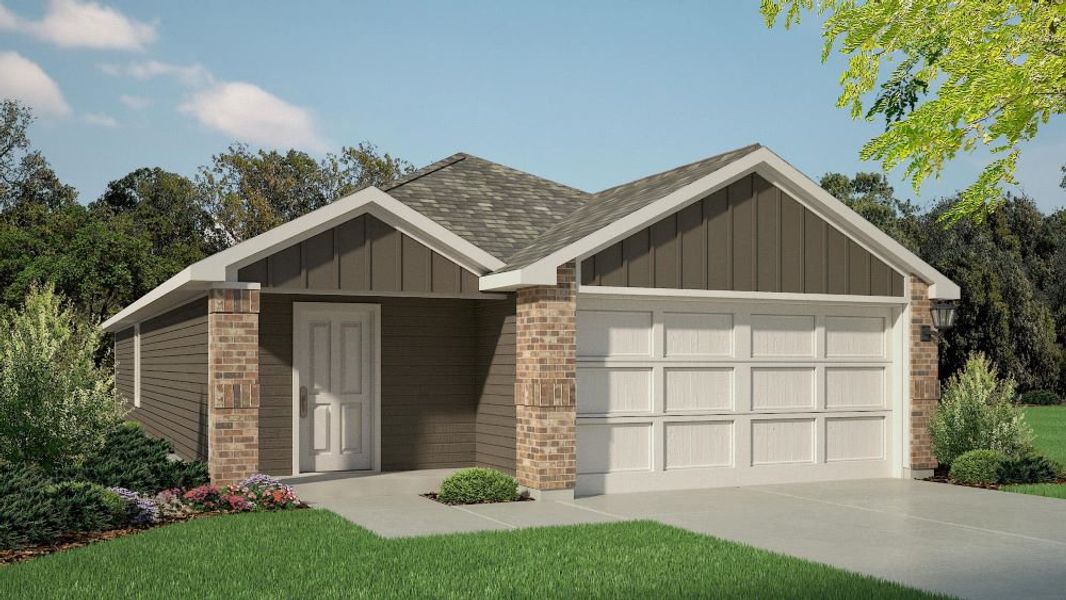 Front exterior of a new home in Deer Meadows, Odessa, TX, highlighting curb appeal (Image 15). Front exterior of a new home in Deer Meadows, Odessa, TX, highlighting curb appeal (Image 15).
