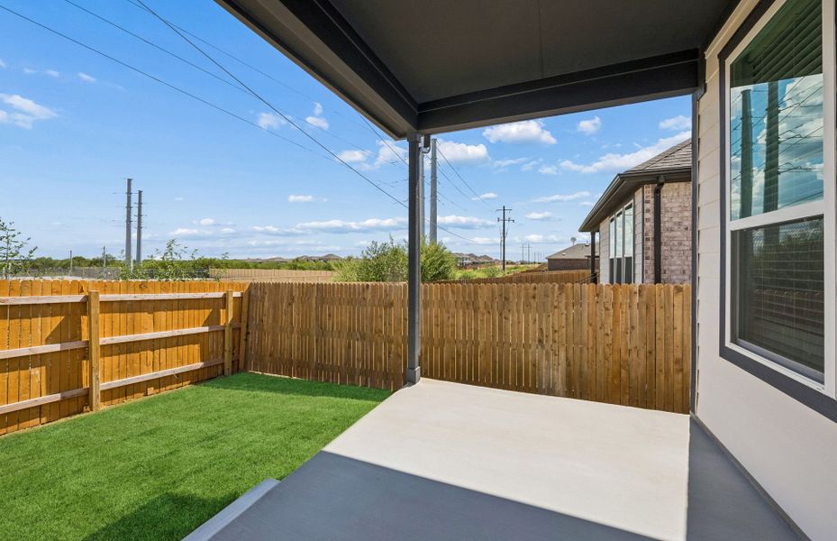 Exterior details and patio area of a home in Crosswinds, Kyle (Image 18).