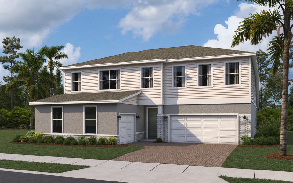 Representative exterior photo of a completed home built from the Paxton by Hartizen Homes in Eden Crest Single Family Homes, Apopka, FL (Image 27).