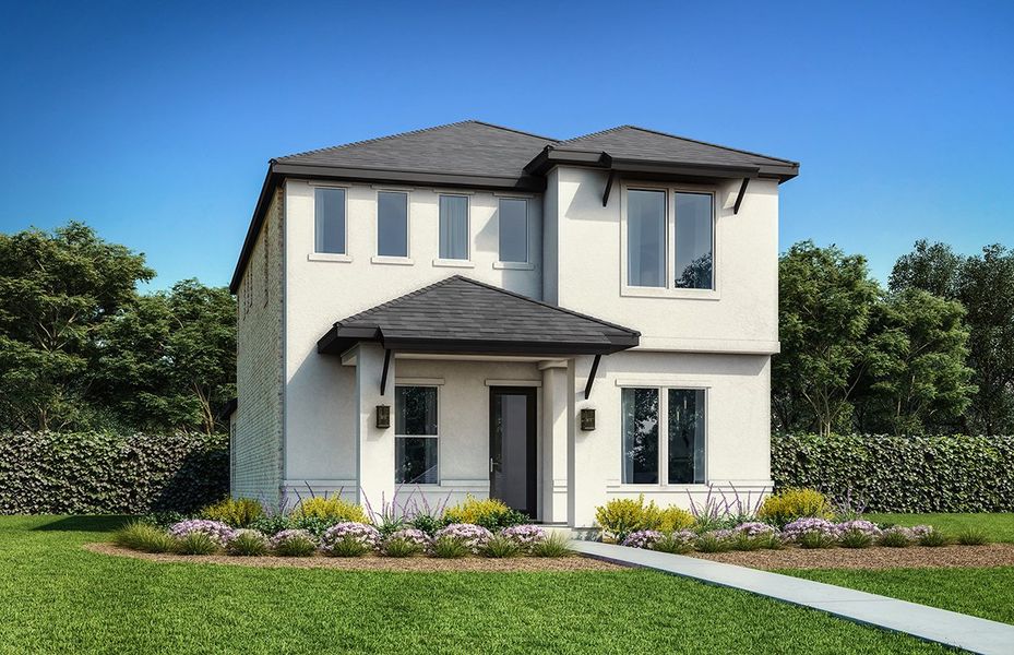 Representative exterior photo of a completed home built from the Duets D417 by Landon Homes in Lexington Frisco, Frisco, TX (Image 22).