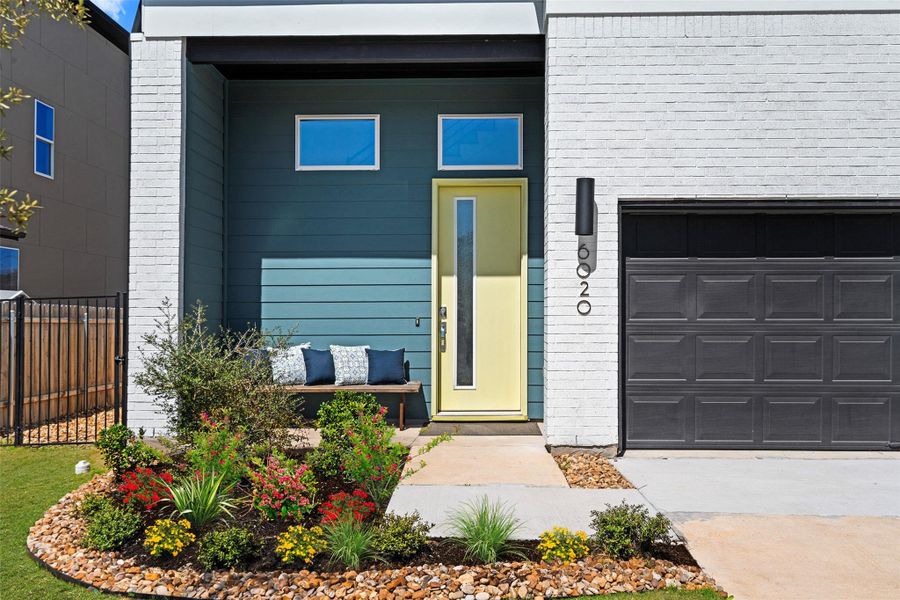 Exterior details and patio area of a home in Agave, Austin (Image 21).