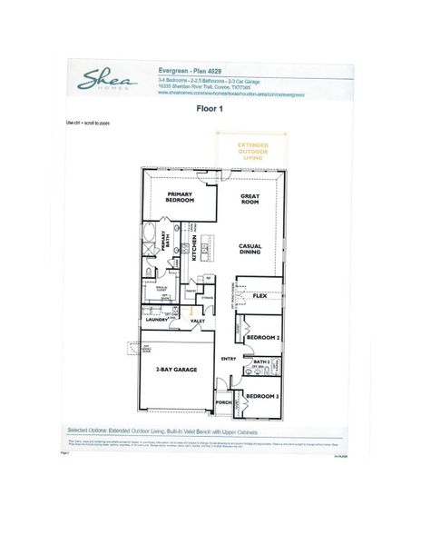 2D floor plan layout of this home in Evergreen 50', Conroe, TX (Image 3).