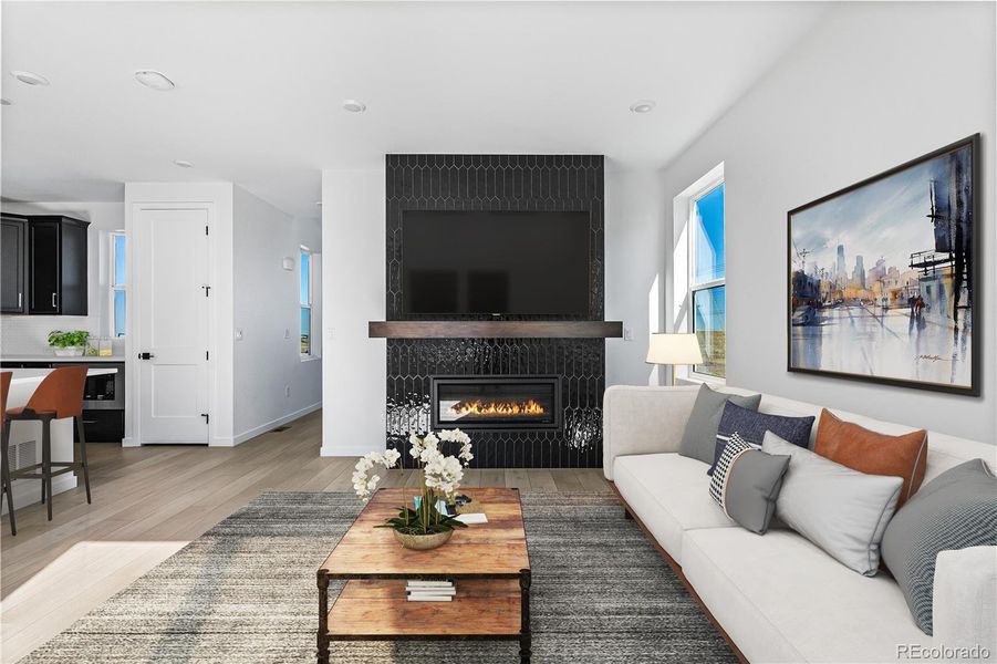 Furnished interior view inside a new home in Tribute at Lyric, Lone Tree (Image 8).