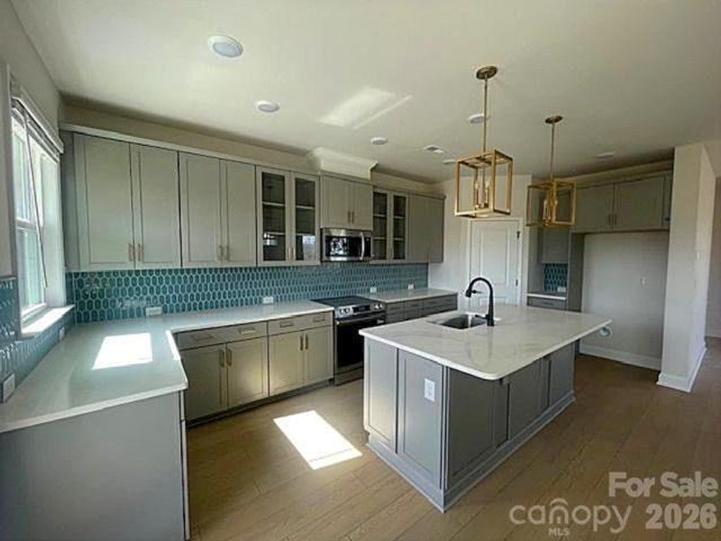 Bushwick II with 42" cabinets soft close doors & drawers, quartz countertops, Frigidaire gallery appliances, Cooking vented to the outside. LVP flooring- actual home professional photos 3/13