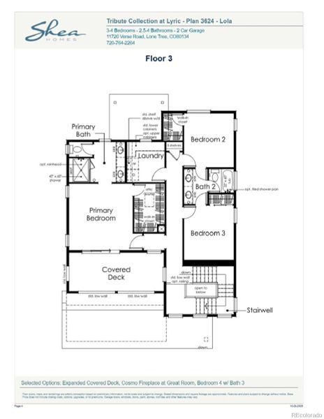 2D floor plan layout of this home in Tribute at Lyric, Lone Tree, CO (Image 4).