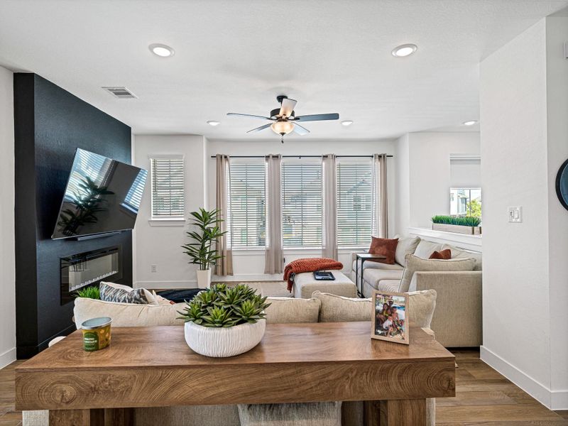 Furnished interior view inside a new home in Bridgeland, Cypress (Image 12). Furnished interior view inside a new home in Bridgeland, Cypress (Image 12).