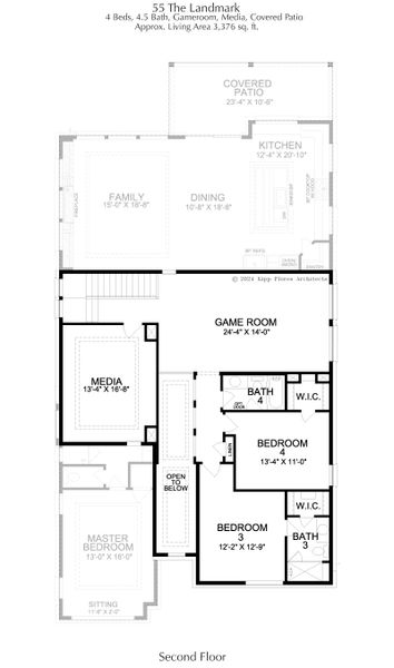 2D floor plan layout for the Landmark by Landon Homes in Fields Select - 50's, Frisco, TX (Image 5).
