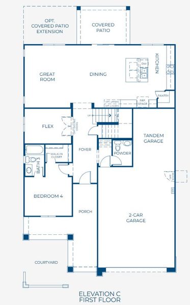 2D floor plan layout for the Plan 4005 by New Home Co. in Teravalis, Buckeye, AZ (Image 4).