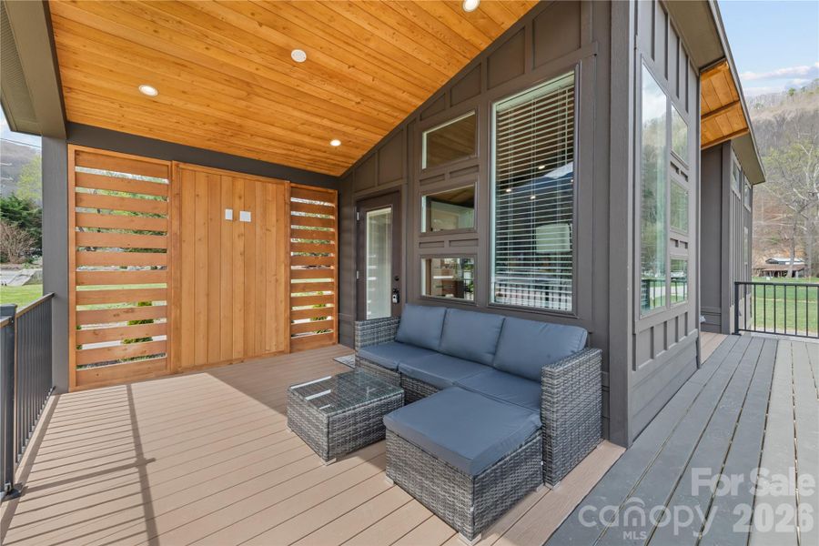 Exterior details and patio area of a home in , Maggie Valley (Image 15).