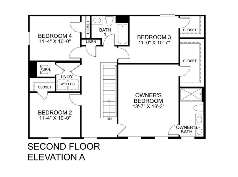 2D floor plan layout for the Cedar by Ryan Homes in Baker Grove, Duncan, SC (Image 3).
