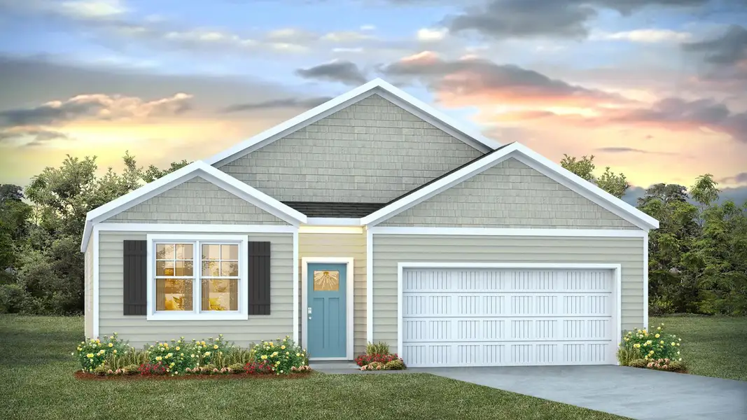 Front exterior of a new home in Mariners Reach, Bolivia, NC, highlighting curb appeal (Image 1). Front exterior of a new home in Mariners Reach, Bolivia, NC, highlighting curb appeal (Image 1).