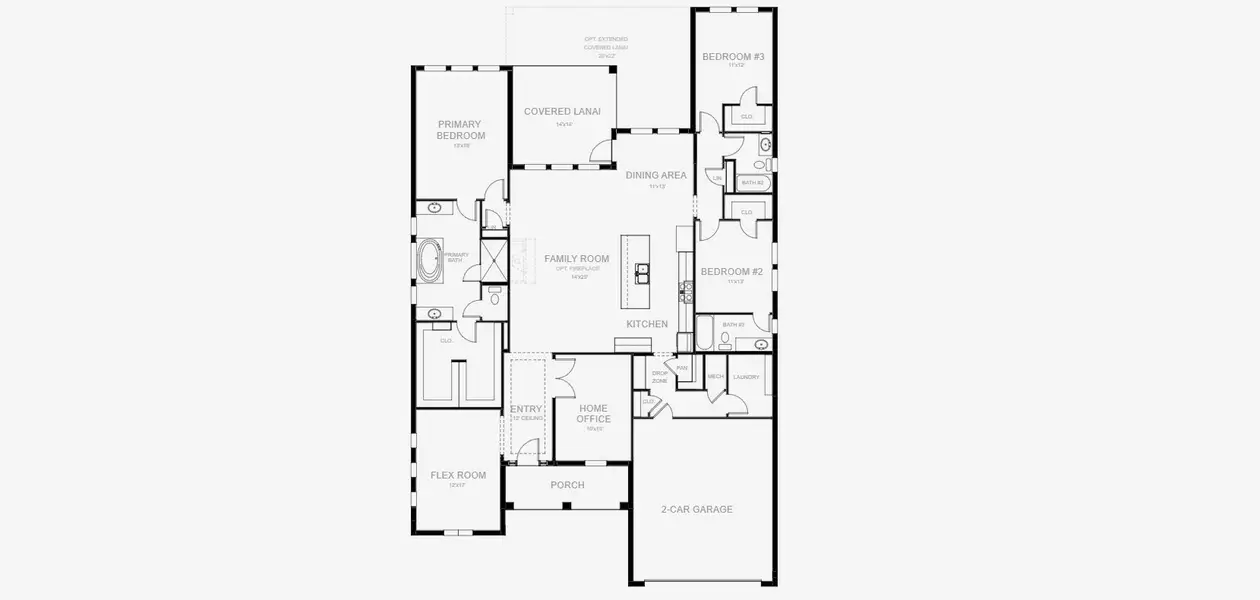 2D floor plan layout for the 2547F by Perry Homes in Sanctuary at Seaire, Parrish, FL (Image 3).