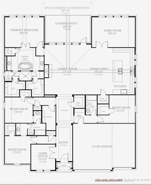 2D floor plan layout for the 3300W by Perry Homes in Palmera Ridge 70', Leander, TX (Image 5). 2D floor plan layout for the 3300W by Perry Homes in Palmera Ridge 70', Leander, TX (Image 5).