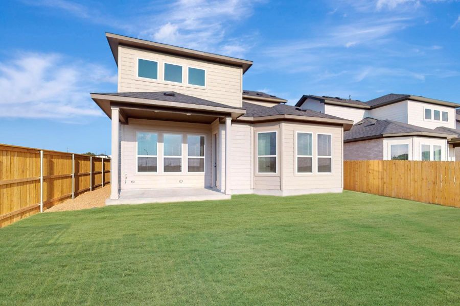 Exterior details and patio area of a home in Estancia West, Manchaca (Image 4). Exterior details and patio area of a home in Estancia West, Manchaca (Image 4).