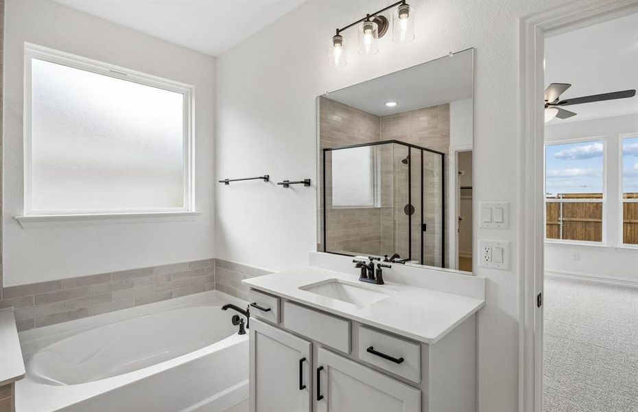 Owners bath with separate tub and shower Owners bath with separate tub and shower